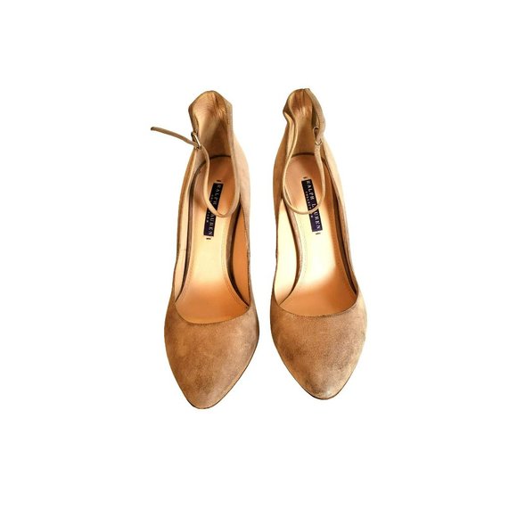 Ralph Lauren Collection Purple Label Taupe Suede Italy Ankle Strap Shoe 9.5 - Picture 5 of 8